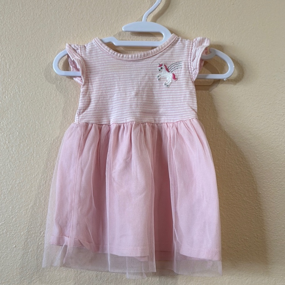 Carter's Pink Babydoll Dress with Flutter Sleeves and Crew Neck